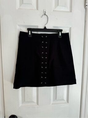 Express Black Lace-Up Mini Skirt